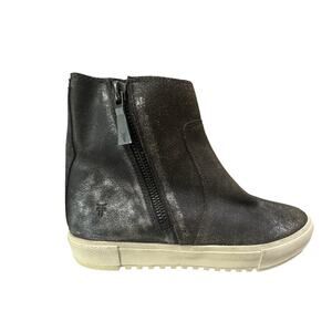FRYE Womens Black Suede Glitter Zip Ankle Fashion Boots Bootie Sz 9.5